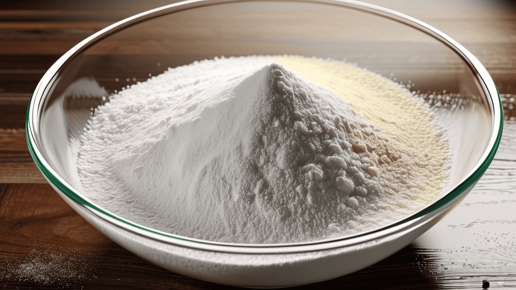 a-glass-bowl-containing-flour-sugar-and-baking-soda