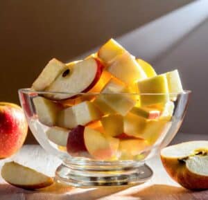 peeled-and-diced-apples-in-a-glass-bowl